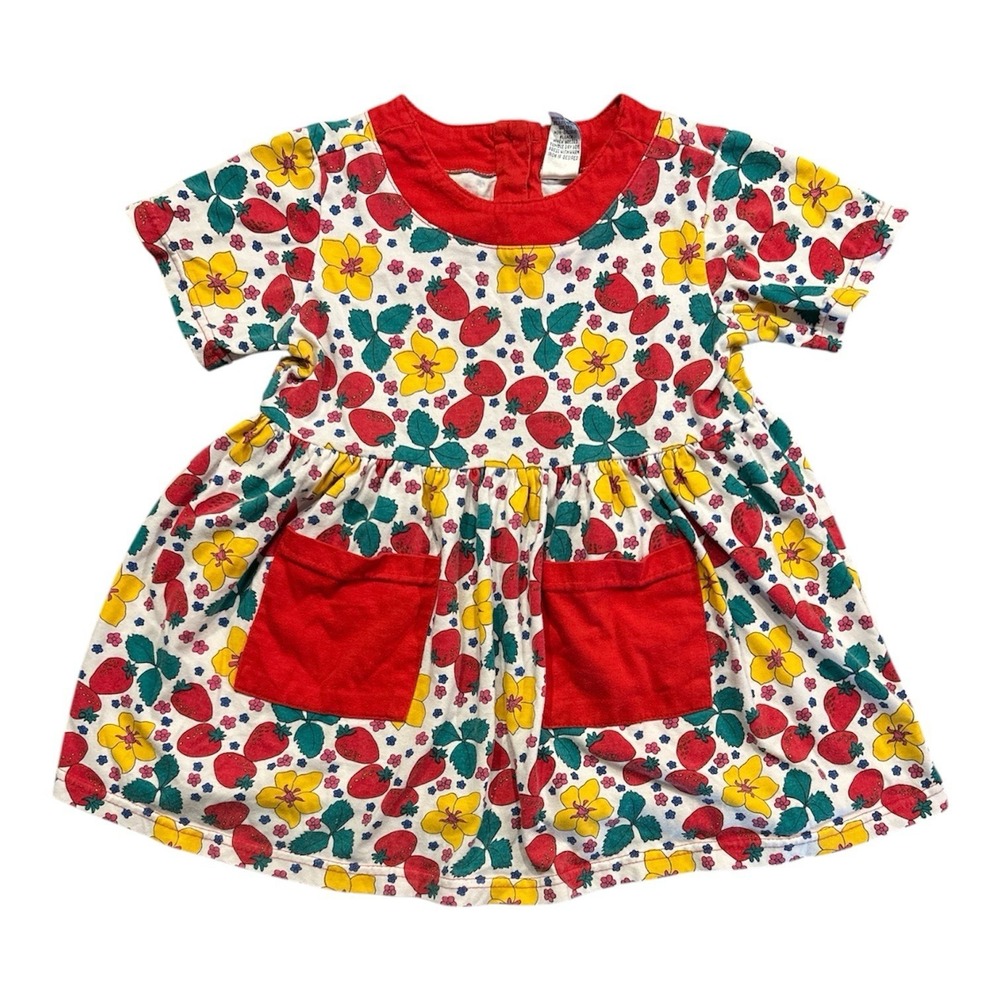 Vintage 90's Girls Class Club Kids Strawberry & Floral Print Size 4T Pockets